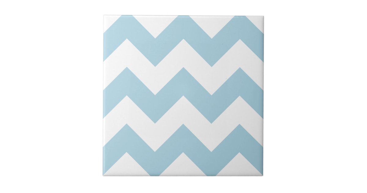 Create Your Own Big Light Blue Zigzag Pattern Ceramic Tile