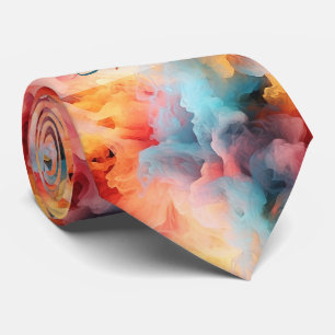 Create Your Own Billowy Sunset Alcohol Ink Plumes Neck Tie