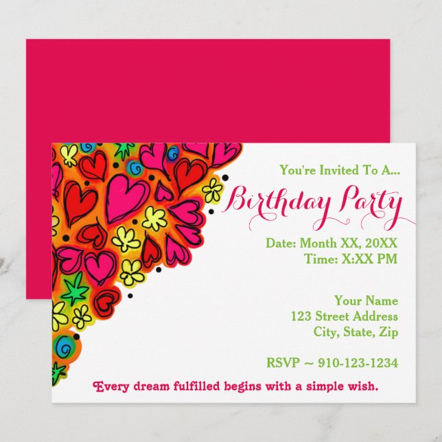 Create Your Own Birthday Party Invitation (Front/Back)