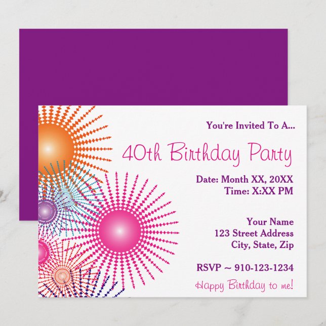 Create Your Own Birthday Party Invitation (Front/Back)