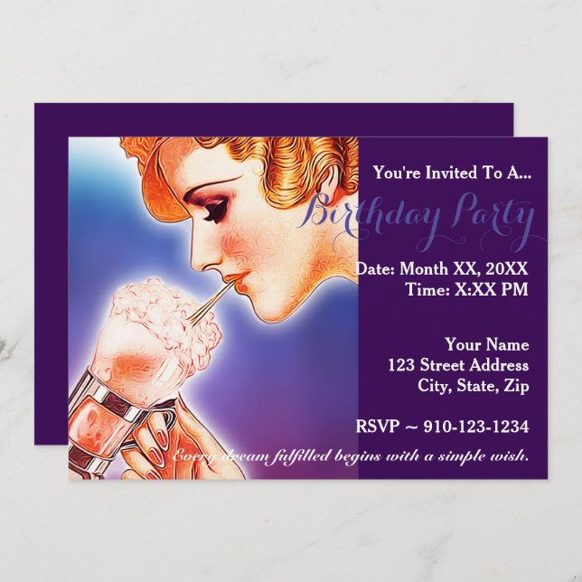 Create Your Own Birthday Party Invitation (Front/Back)