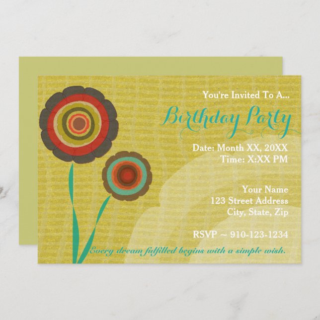 Create Your Own Birthday Party Invitation (Front/Back)
