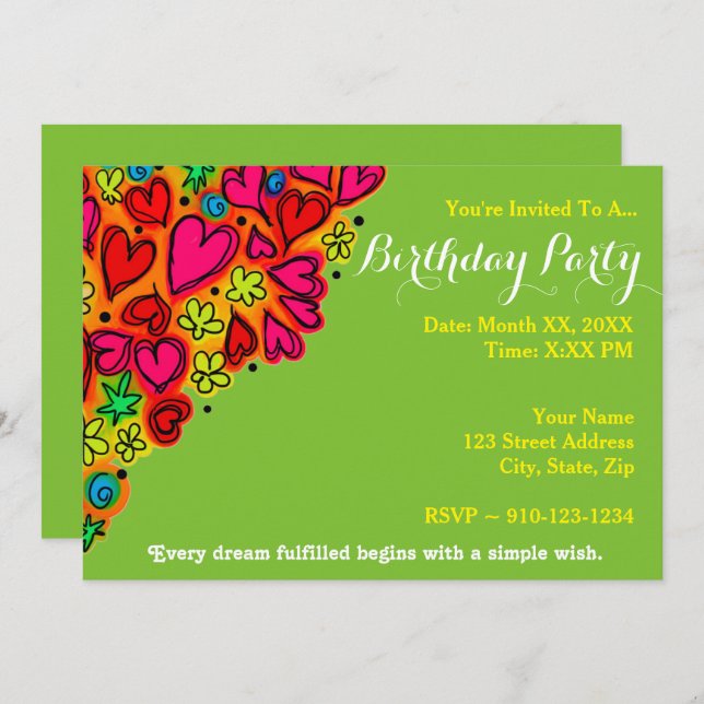 Create Your Own Birthday Party Invitation (Front/Back)
