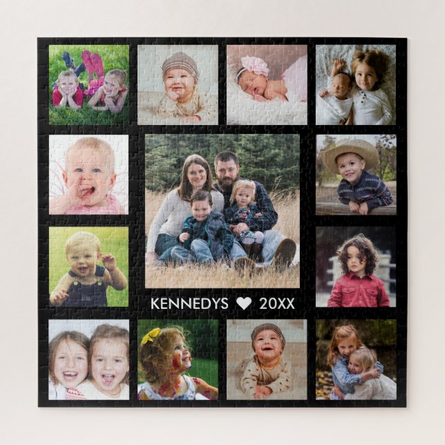 Create Your Own Black 13 Family Photo Collage Jigsaw Puzzle (Vertical)