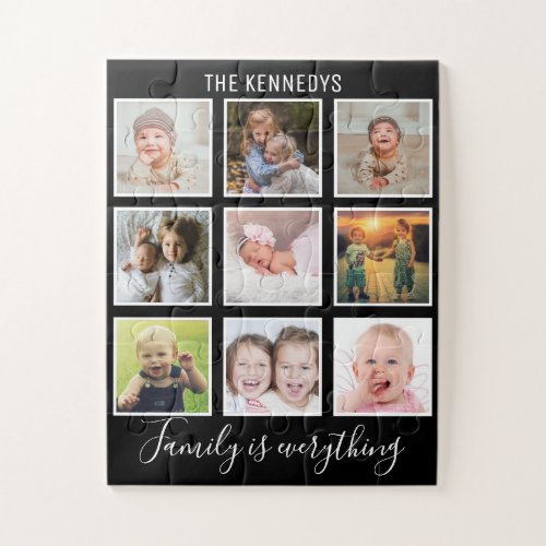 Create Your Own Black 9 Photo Collage Family Jigsaw Puzzle