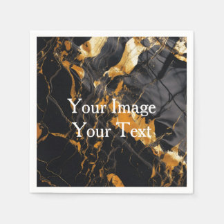 Create Your Own Black and Gold Blank Napkins