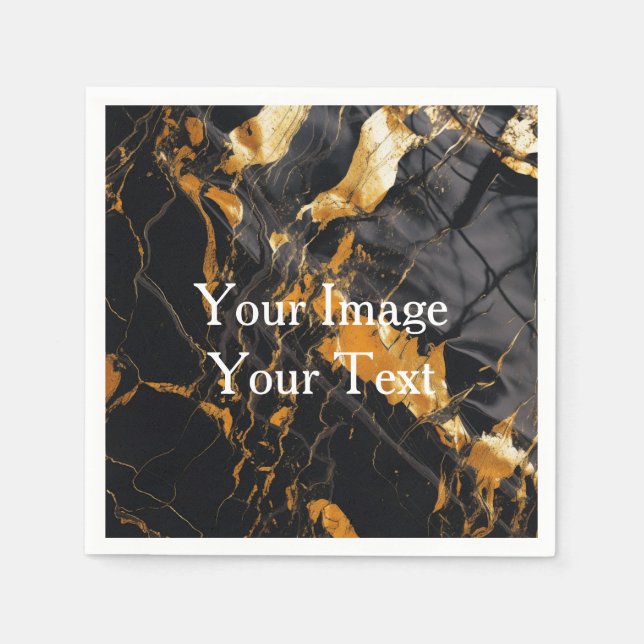 Create Your Own Black and Gold Blank Napkins (Front)