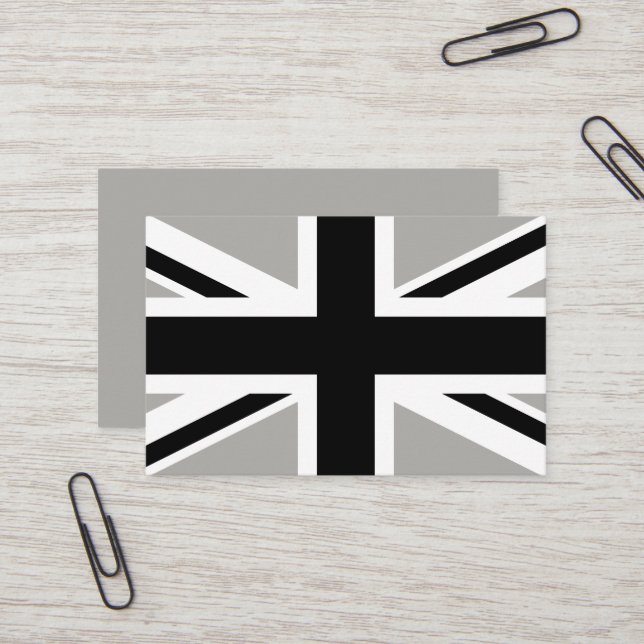 Create Your Own Black and White Union Jack Business Card (Front/Back In Situ)