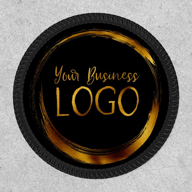 Create Your Own Black Background Business Logo Patch (Front)