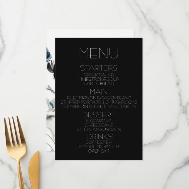 Create Your Own - Black & Blue X-Ray Flowers Menu (Front/Back In Situ)
