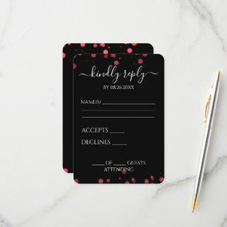 Create Your Own Black Bokeh Border RSVP Card