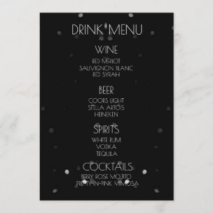 Create Your Own - Black Bokeh Drink Menu