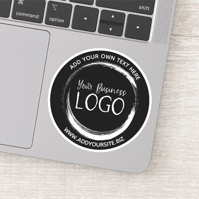 Create Your Own Black Business Logo Circle Sticker (Detail)