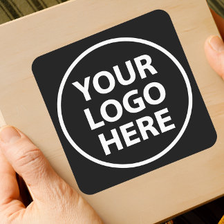 Create Your Own Black Business Logo Promo Square Sticker