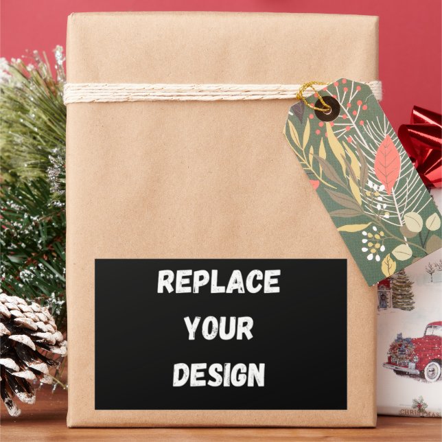  Create Your Own Black Custom Design Rectangular Sticker (Holiday)