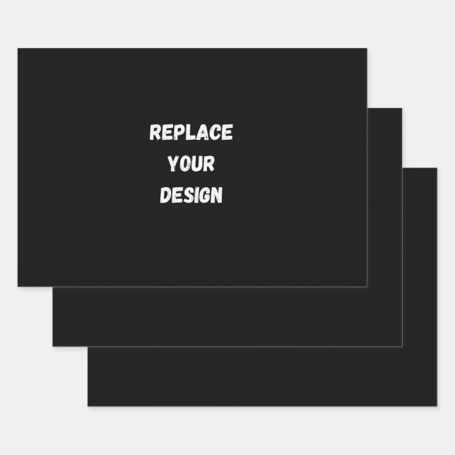  Create Your Own Black Custom Design Wrapping Paper Sheets (Set)