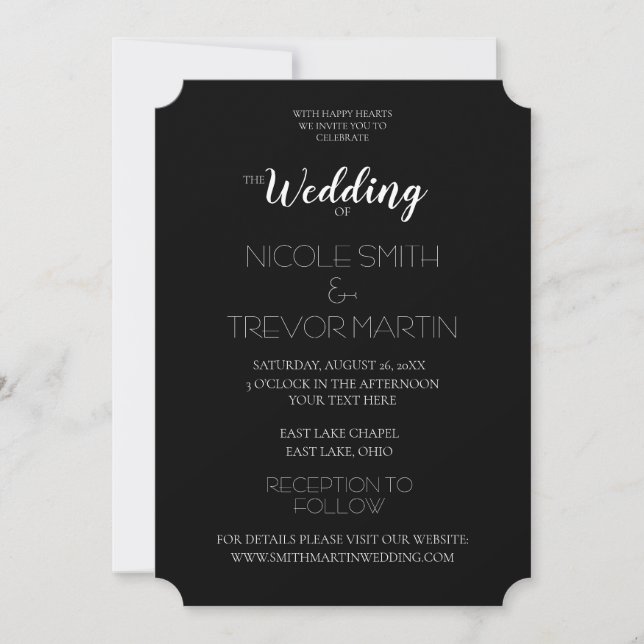 Create Your Own Black Customized Wedding Invitation (Front)