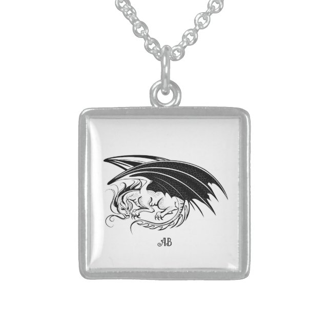 Create Your Own Black Dragon Sterling Silver Necklace (Front)