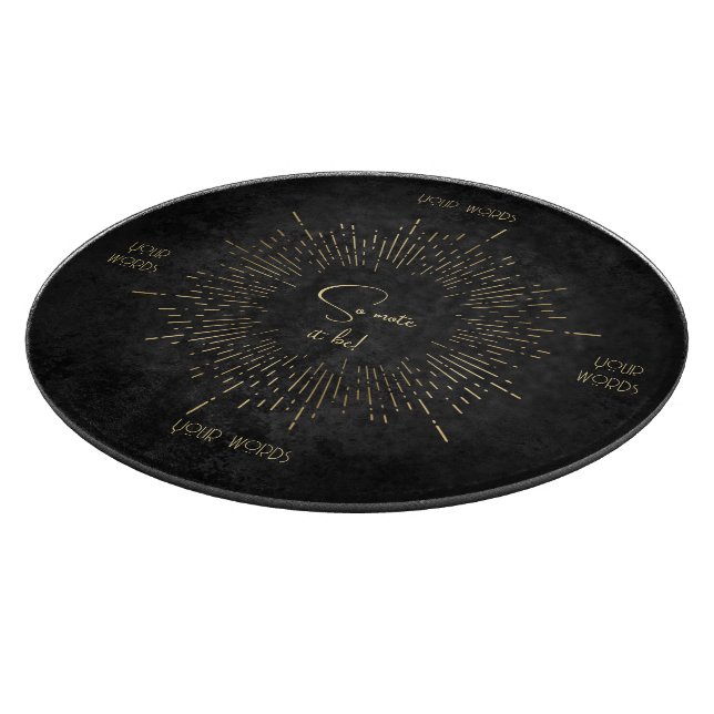 Create Your Own Black & Gold Celestial Mandala Cutting Board (Corner)