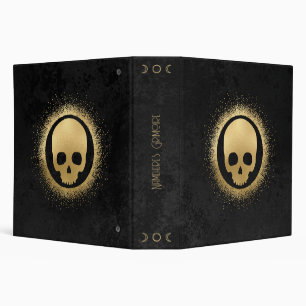 Create Your Own Black & Gold Celestial Skull 3 Ring Binder