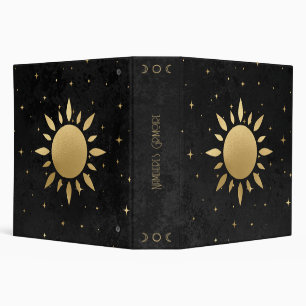 Create Your Own Black & Gold Celestial Sun Burst 3 Ring Binder