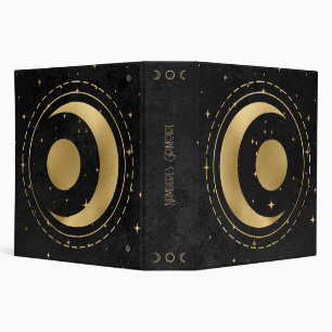 Create Your Own Black & Gold Crescent Moon Planet 3 Ring Binder