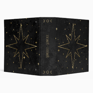Create Your Own Black & Gold Eight-Pointed Star 3 Ring Binder