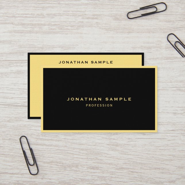 Create Your Own Black & Gold Elegant Luxury Linen Business Card (Front/Back In Situ)