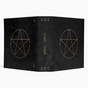 Create Your Own Black & Gold Elegant Pentacle 3 Ring Binder