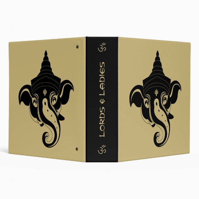 Create Your Own Black & Gold Ganesh 3 Ring Binder (Background)