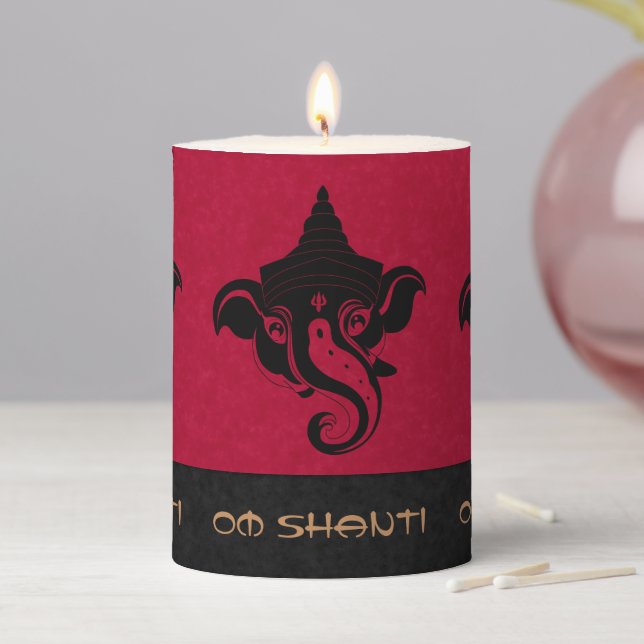Create Your Own Black & Gold Ganesh Pillar Candle (In Situ)