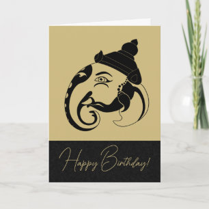 Create Your Own Black & Gold Ganesh Profile Holiday Card