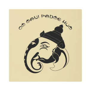 Create Your Own Black & Gold Ganesh Profile Metal Print