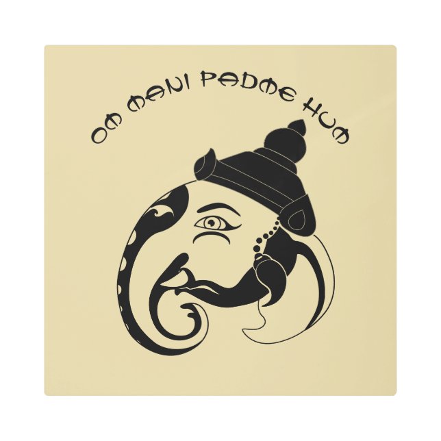 Create Your Own Black & Gold Ganesh Profile Metal Print (Front)