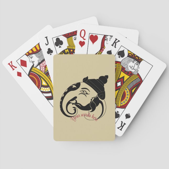 Create Your Own Black & Gold Ganesh Profile Poker Cards (Back)