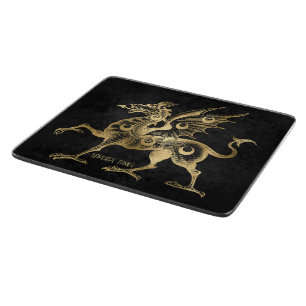 Create Your Own Black & Gold Gothic Dragon Cutting Board