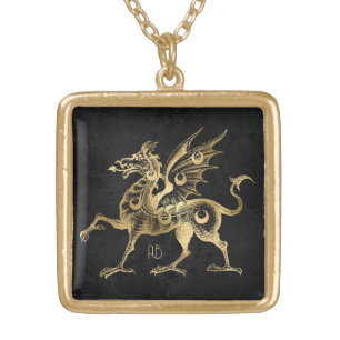 Create Your Own Black & Gold Gothic Dragon Plated Necklace