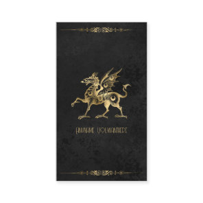 Create Your Own Black & Gold Medieval Dragon Business Card
