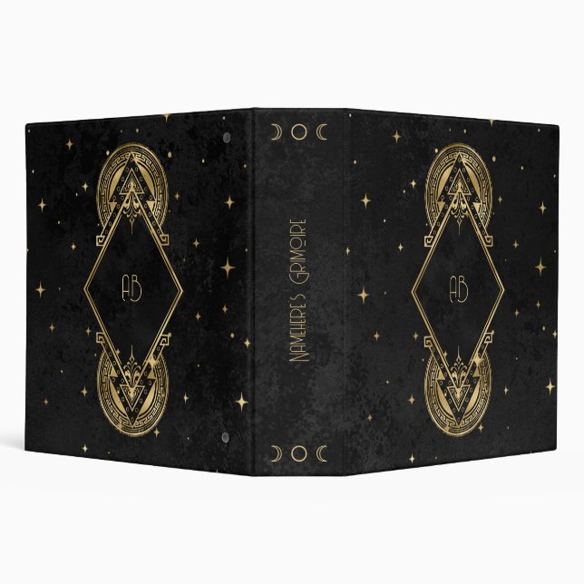 Create Your Own Black & Gold Ornate Tribal 3 Ring Binder (Background)