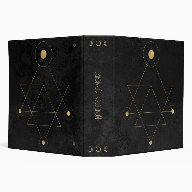 Create Your Own Black & Gold Sacred Geometry 3 Ring Binder (Background)