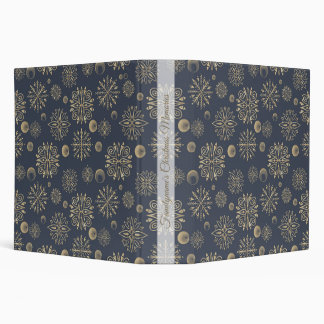 Create Your Own Black & Gold Snowflakes & Berries 3 Ring Binder