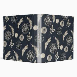 Create Your Own Black & Gold Snowflakes & Feathers 3 Ring Binder