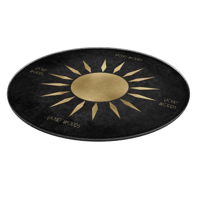 Create Your Own Black & Gold Sun Mandala Cutting Board (Corner)
