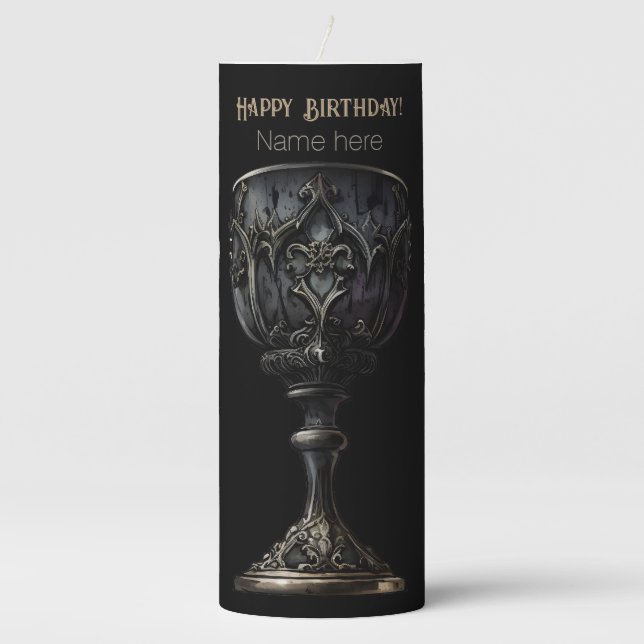 Create Your Own Black Gothic Chalice Pillar Candle (Front)