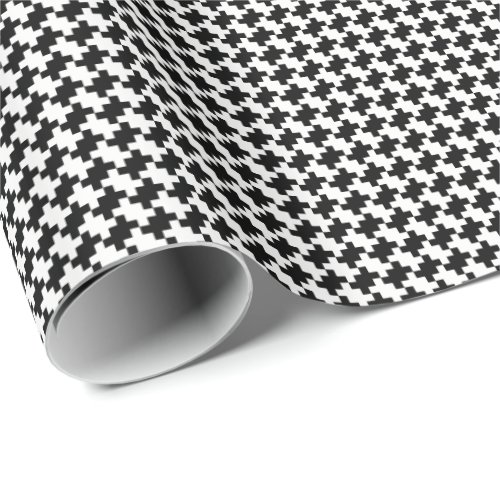 Create Your Own Black Houndstooth Squares Pattern Wrapping Paper