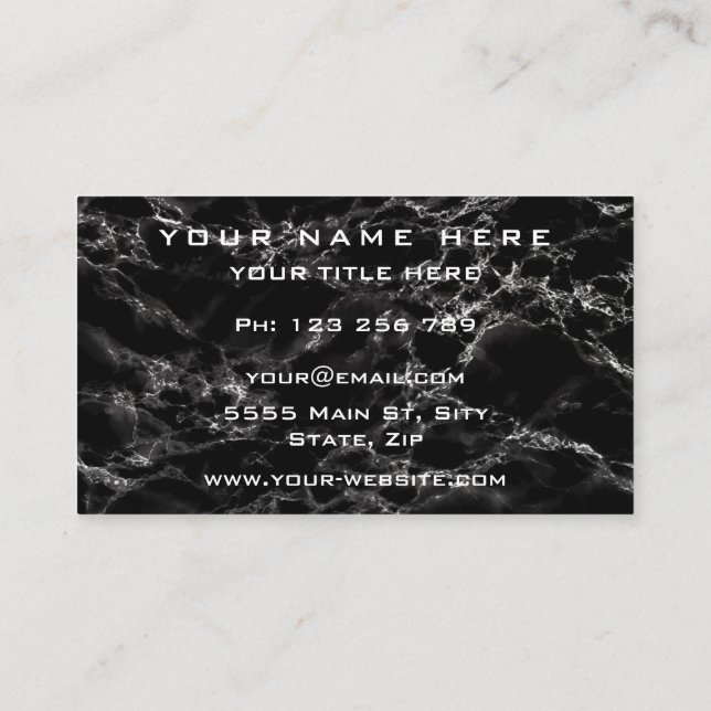 Create Your Own Black Marble Business Card Example (Back)