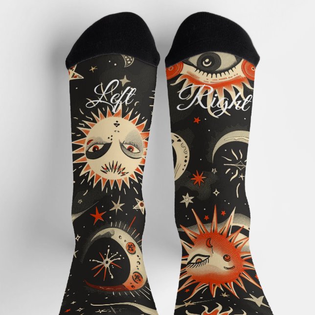 Create Your Own Black Orange Celestial Socks (Top)