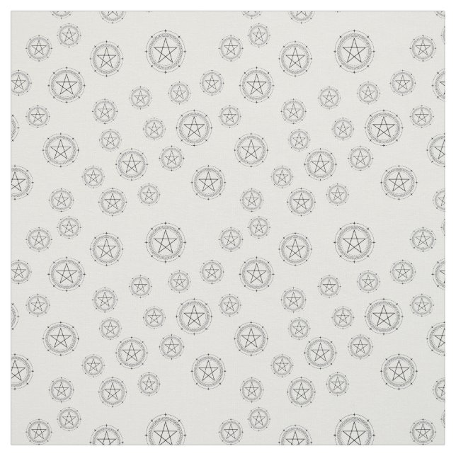 Create Your Own Black Pentacles White Fabric (Swatch)