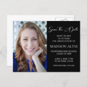 Create Your Own Black Photo Graduation Save Date A Announcement Postcard (Front/Back)