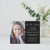 Create Your Own Black Photo Graduation Save Date A Announcement Postcard (Standing Front)